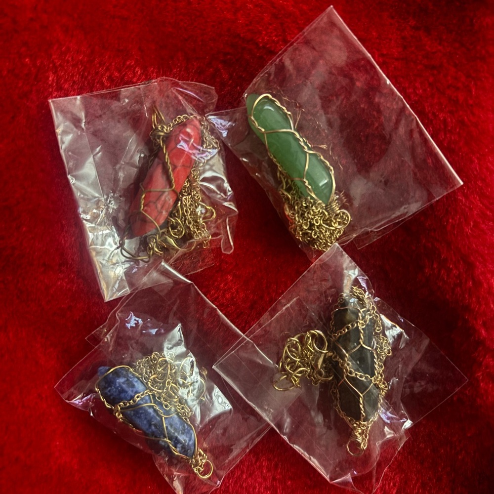 Elegant Multicolor Stone Pendant Necklace Set